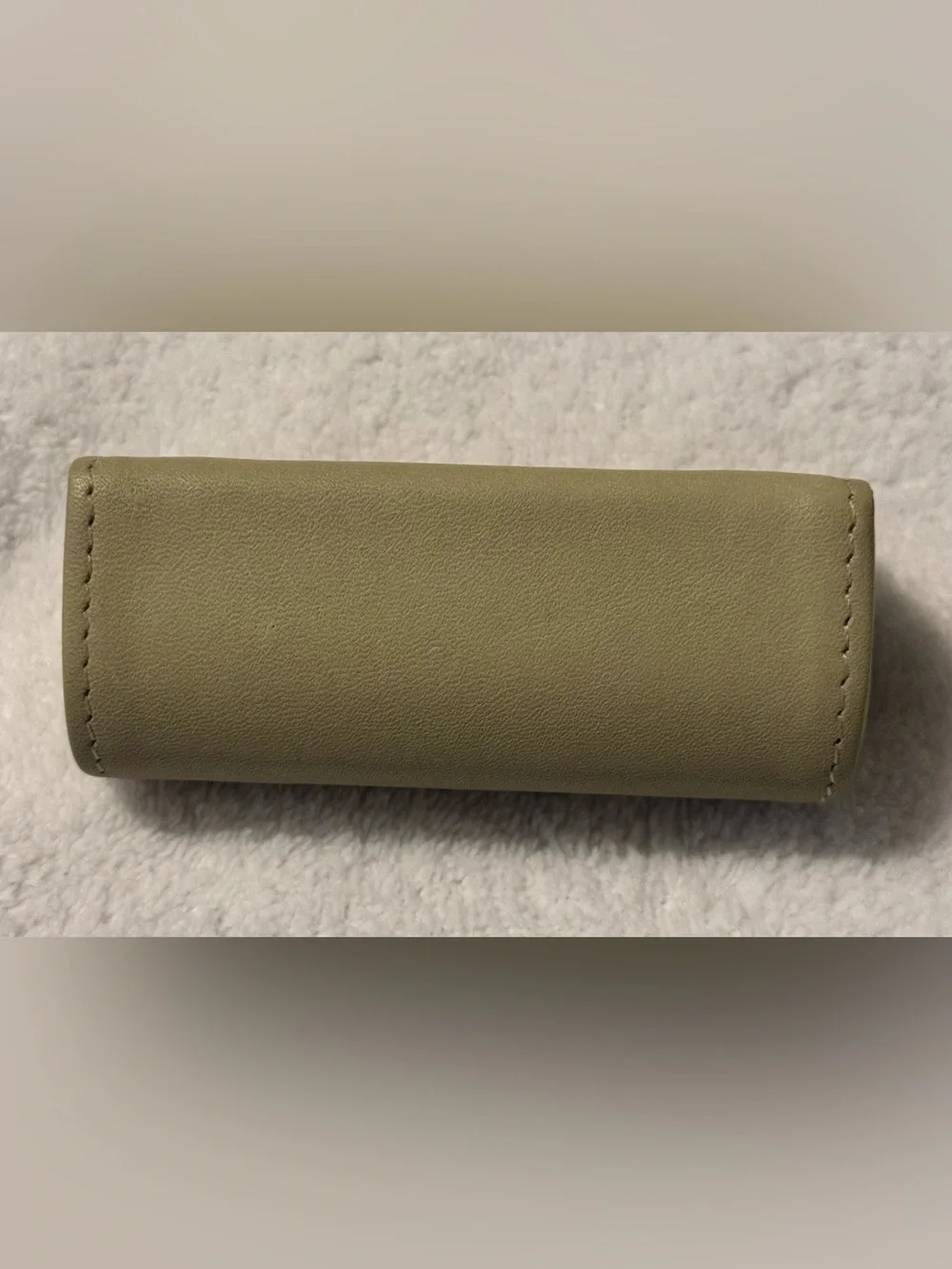 Coach Gloved-Tanned Leather Leaf Green Lipstick Cosmetic Case with Makeup Mirror